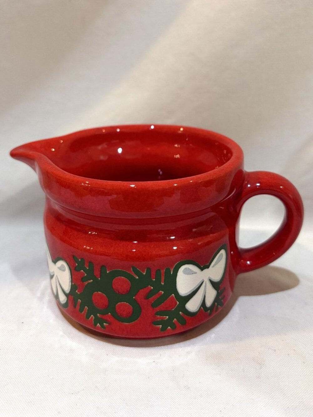 Waechtersbach Red Christmas Ceramic Creamer Christmas Bow Berries Pattern